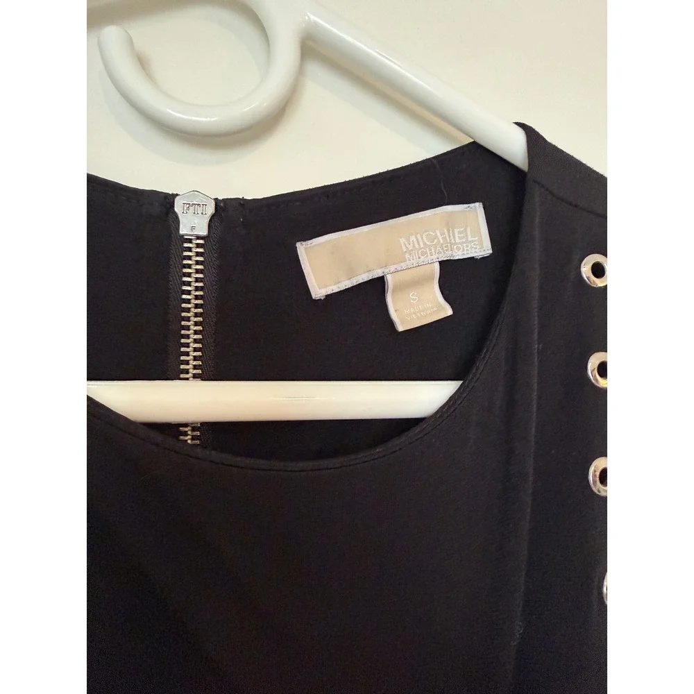 Michael Kors Black Jersey Grommet Maxi Dress Stretch Slim Fit Edgy Sleeveless S